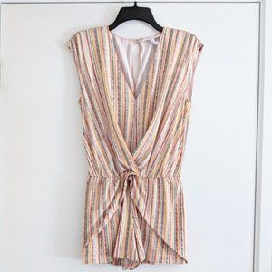 BCBGeneration striped pink crossover Jersey romper